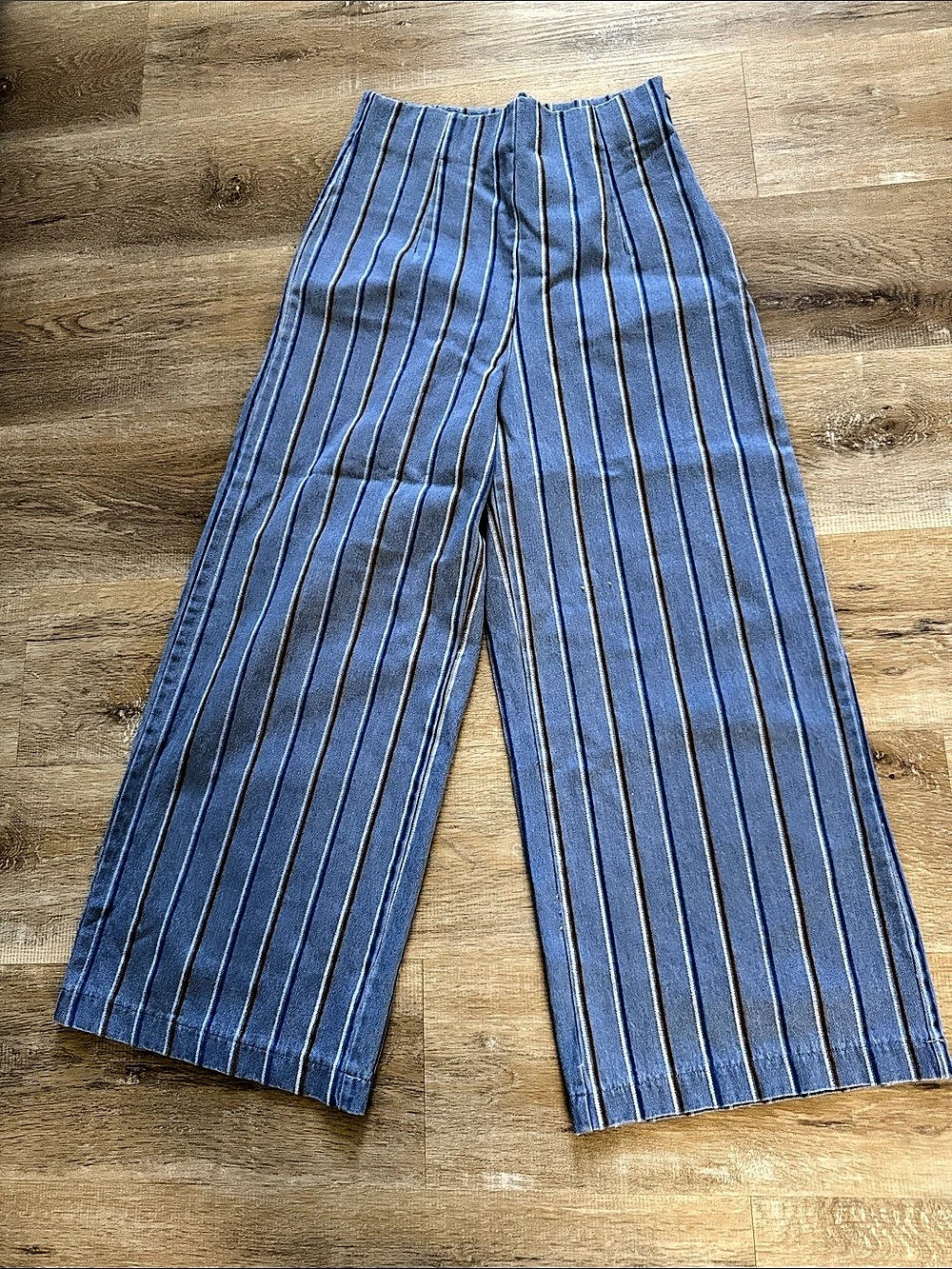 GLAM brand Striped Wide Leg Pants in Blue & White NWOT
